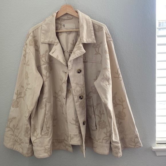 Anthropologie Pilcro Oversized Embroidered Button Down Jacket - Picture 11 of 16